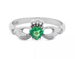 Irish Claddagh Ring With Heartshaped Precious Gemstone