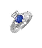 Claddagh Engagement Ring With Heart-shaped Precious Gemstone And Diamonds