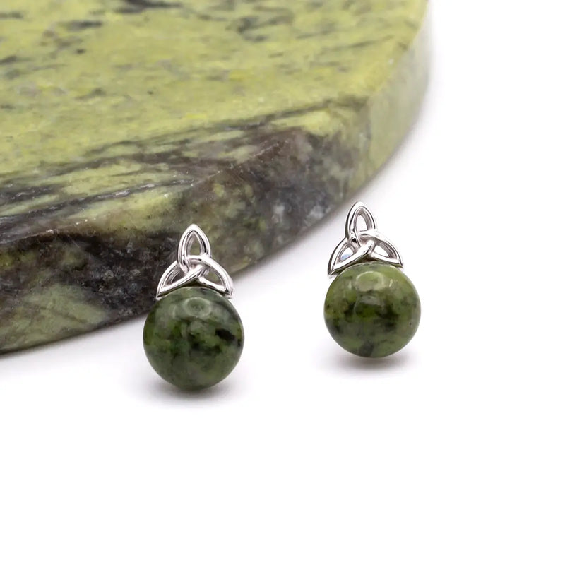 Connemara Marble Silver Trinity Knot Stud Earrings