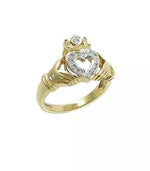 Diamond Open Heart Claddagh Ring