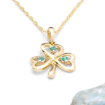 Gold Emerald Shamrock Necklace