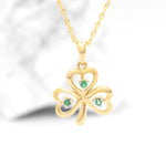Gold Emerald Shamrock Necklace