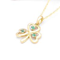Gold Emerald Shamrock Necklace