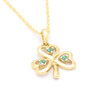 Gold Emerald Shamrock Necklace