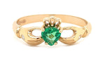 Irish Claddagh Ring With Heartshaped Precious Gemstone