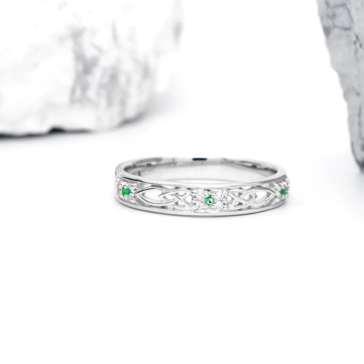 Celtic Trinity Knot Ring Set with Precious Gemstones – view 2