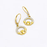 Gold Vermeil Claddagh Earrings with Cubic Zirconia