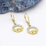 Gold Vermeil Claddagh Earrings with Cubic Zirconia