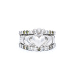 Claddagh Ring With White And Green Diamonds