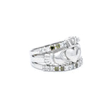 Claddagh Ring With White And Green Diamonds