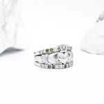 Claddagh Ring With White And Green Diamonds