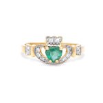 Claddagh Engagement Ring with Emerald and Diamonds
