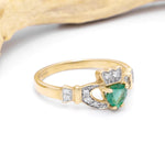 Claddagh Engagement Ring with Emerald and Diamonds