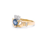 Irish Claddagh Ring with Precious Gemstone Heart And Diamonds