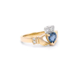 Irish Claddagh Ring with Precious Gemstone Heart And Diamonds