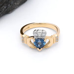 Irish Claddagh Ring with Precious Gemstone Heart And Diamonds