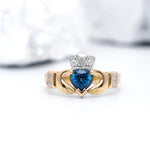 Irish Claddagh Ring with Precious Gemstone Heart And Diamonds