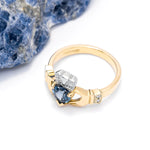 Irish Claddagh Ring with Precious Gemstone Heart And Diamonds