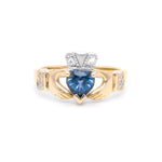 Irish Claddagh Ring with Precious Gemstone Heart And Diamonds