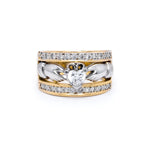 Ladies Wide-Band Claddagh Ring With Precious Gemstones