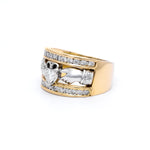 Ladies Wide-Band Claddagh Ring With Precious Gemstones