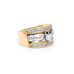 Ladies Wide-Band Claddagh Ring With Precious Gemstones