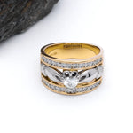 Ladies Wide-Band Claddagh Ring With Precious Gemstones