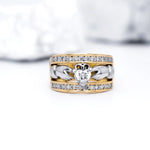 Ladies Wide-Band Claddagh Ring With Precious Gemstones