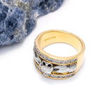 Ladies Wide-Band Claddagh Ring With Precious Gemstones