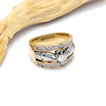 Ladies Wide-Band Claddagh Ring With Precious Gemstones
