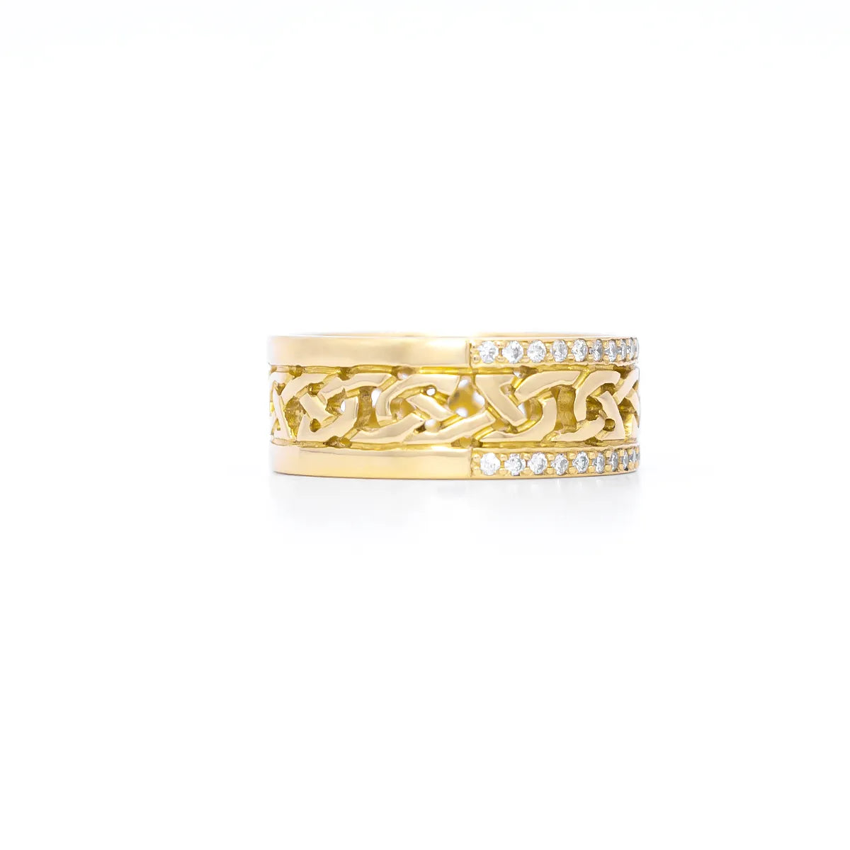 Celtic Knot Ring With Double Row Diamonds – view 7