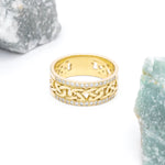 Celtic Knot Ring With Double Row Diamonds