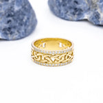 Celtic Knot Ring With Double Row Diamonds