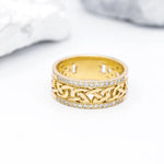 Celtic Knot Ring With Double Row Diamonds