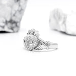 Diamond Open Heart Claddagh Ring