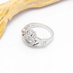 Diamond Open Heart Claddagh Ring