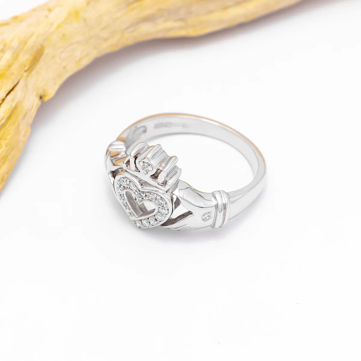 Diamond Open Heart Claddagh Ring – view 4
