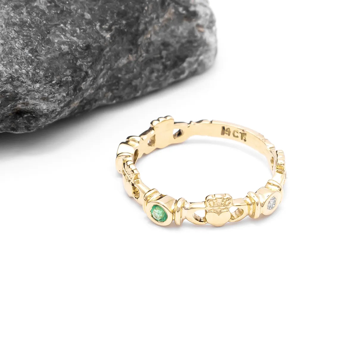Triple Gemstone Claddagh Ring – view 6