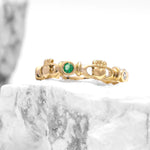 Triple Gemstone Claddagh Ring