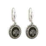 Marcasite & Connemara Marble Oval Shamrock Earrings