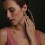 Marcasite & Connemara Marble Oval Shamrock Earrings