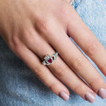 Yellow or White Gold Claddagh Birthstone Ring
