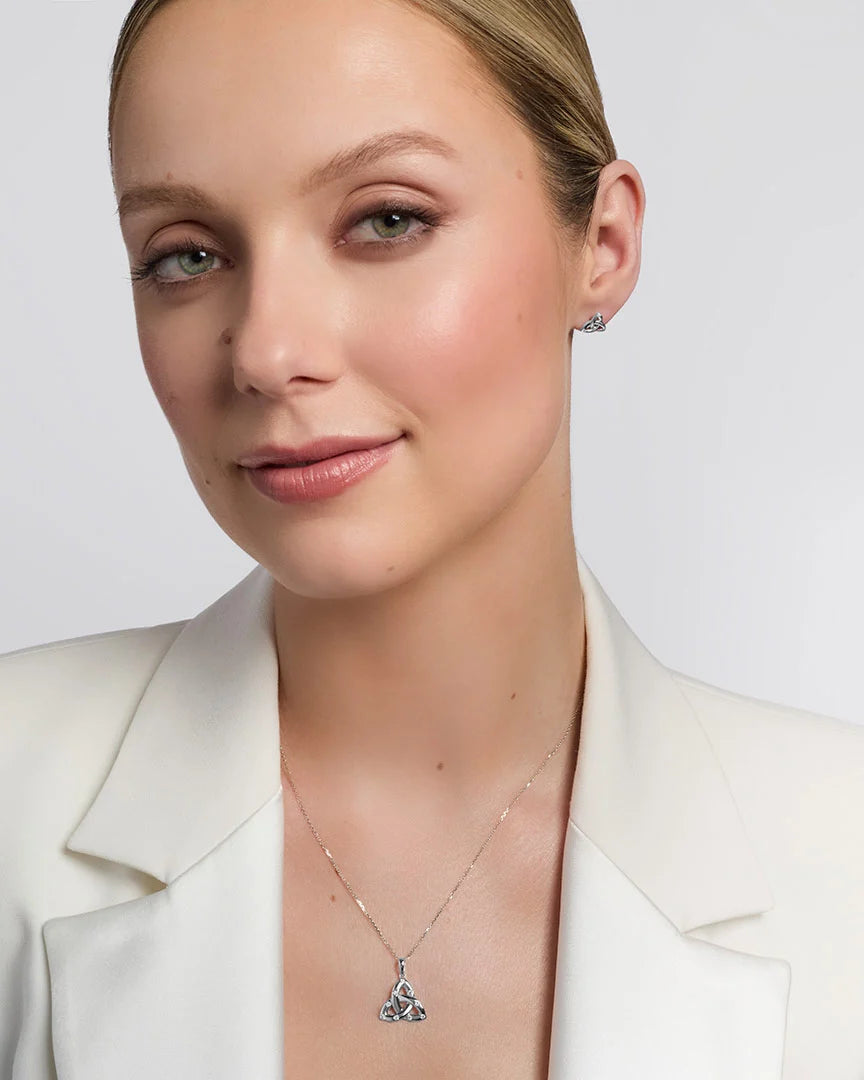Gold Trinity Knot Necklace With Diamonds – view 6