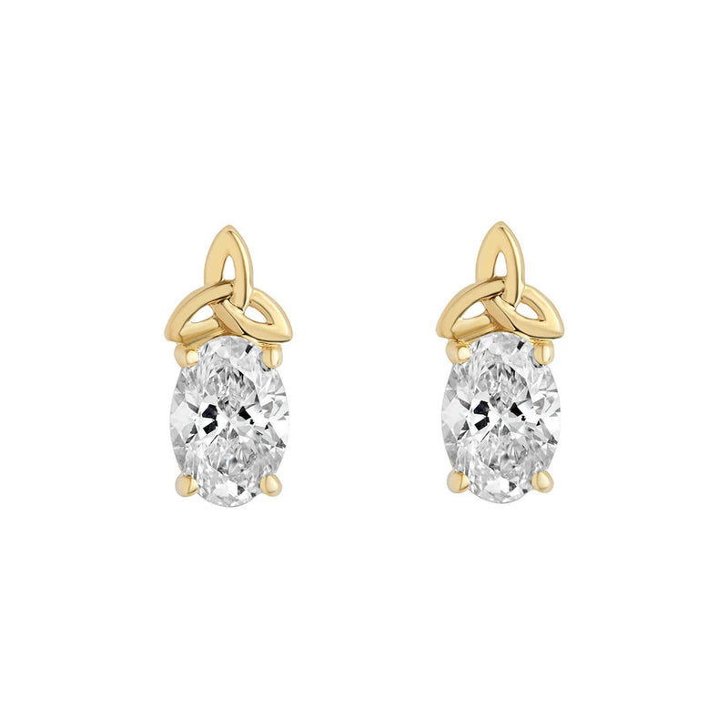 Lab Diamond Gold Trinity Knot Earrings