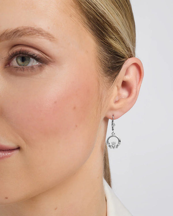 Gold Claddagh Drop Earrings