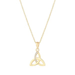 Gold Celtic Trinity Knot Necklace With Cubic Zirconia Stones
