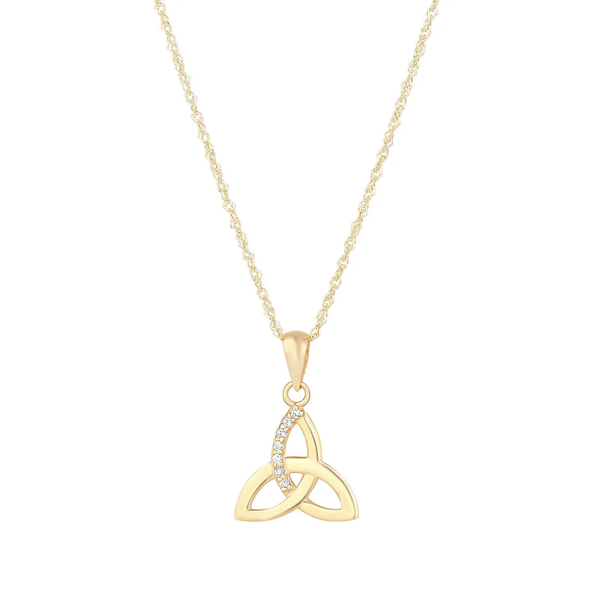 Gold Celtic Trinity Knot Necklace With Cubic Zirconia Stones – view 4