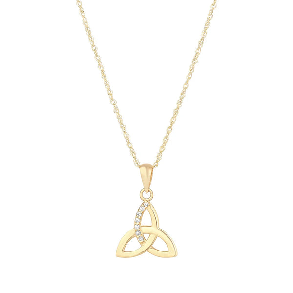 Gold Celtic Trinity Knot Necklace With Cubic Zirconia Stones