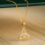 Gold Celtic Trinity Knot Necklace With Cubic Zirconia Stones