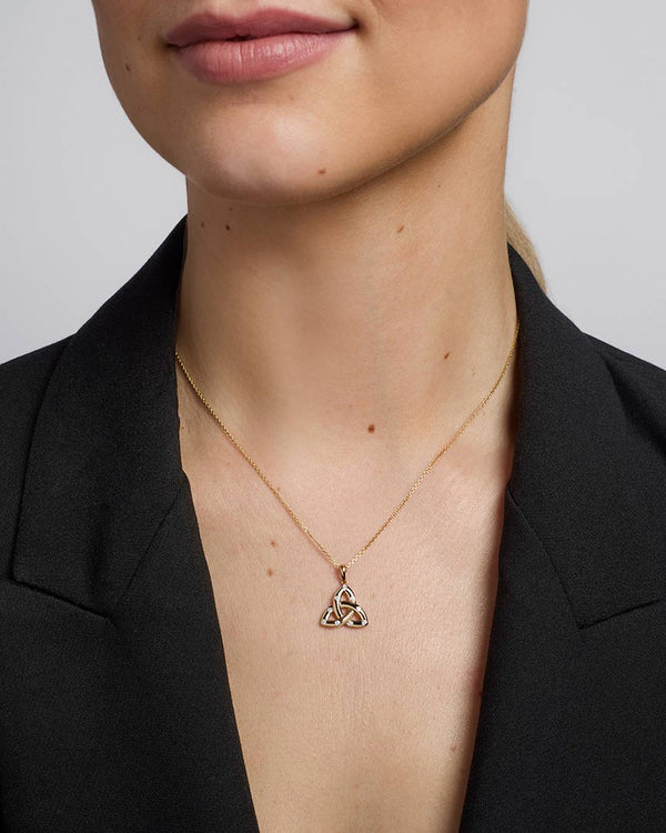 Gold Trinity Knot Necklace With Diamonds